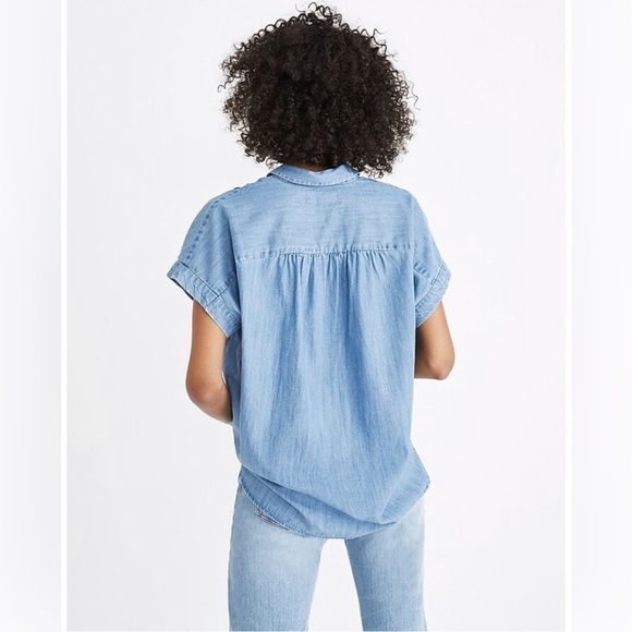 Madewell Oversized Chambray Short Sleeve Button Up Central Shirt - Picture 3 of 7